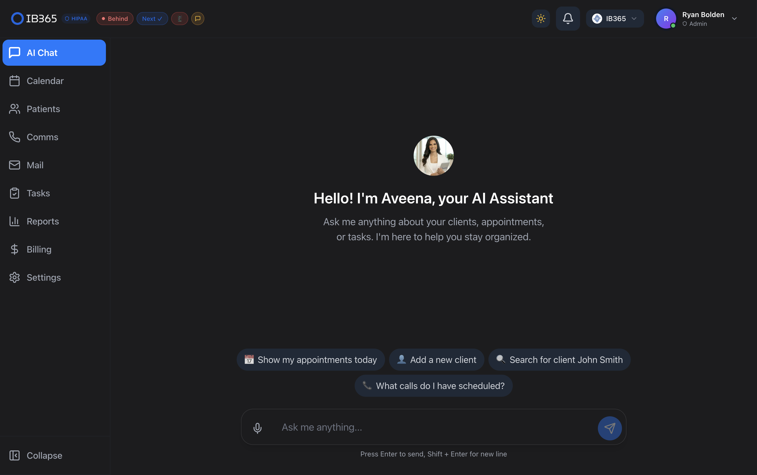 Aveena, the AI receptionist, answering